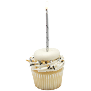 Silver and Black Happy Birthday Candles