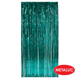 Turquoise Metallic Fringe Door Curtain