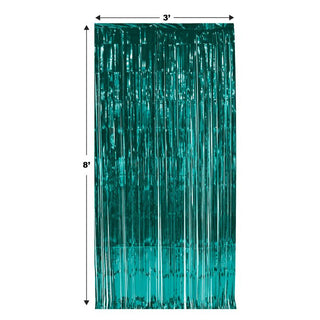 Turquoise Metallic Fringe Door Curtain