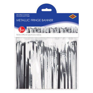 Metallic Silver Fringe Banner