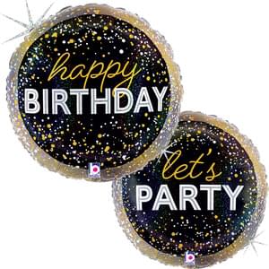 Metallic Black & Gold Birthday Balloon