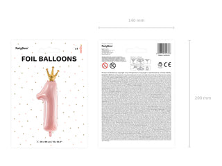 Light Pink # 1 Shape Balloon with Crown