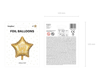 Gold Star Happy Birthday Mylar Balloon