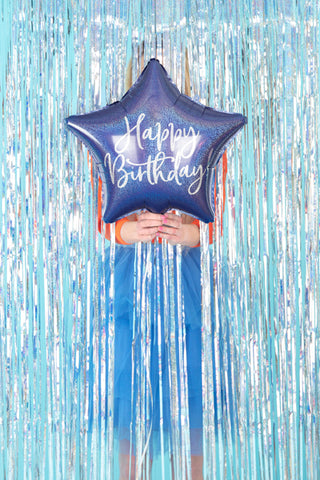Blue Star Happy Birthday Mylar Balloon
