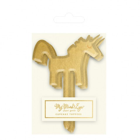 Unicorn Cupcake Picks - 8 Count - Gold