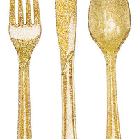 Glitter Cutlery - Gold - 24 Count