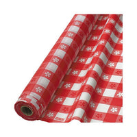 Gingham Checkered Red and White Printed Plastic Tablecover
