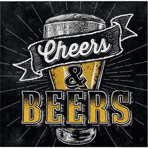 Beers and Cheers - Beverage Napkins -16 Count -2 Ply