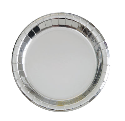 Metallic Silver Party Plates- 8 Count/ 9 inch Dinner Plate