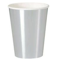 Metallic Silver Paper Cups/8 Count/12 oz.