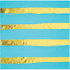 Bermuda Blue and Gold Foil Striped Luncheon Napkins/16 Count /3 Ply