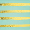 Mint Green and Gold Foil Striped Luncheon Napkins/16 Count / 2Ply