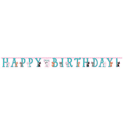 Purr-Fect Party Jointed Happy Birthday Banner - 10' x 7