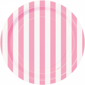 Lovely Pink and White Striped Plate/ 7"/ 8 Count/ Dessert Plate