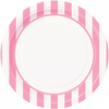Lovely Pink and White Striped Plates/ 9"/ 8 Pack/ Luncheon