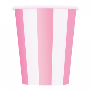 Lovely Pink and White Striped Cups/ 9 oz