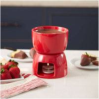 Red Ceramic Fondue Pot Set