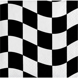 Black & White Checkered  Lunch Napkins - 18 Count