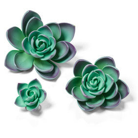 succulent emporium Gumpaste Teal/Purple Succulents 3pk