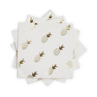 Fancy Gold Foil Pineapple Napkins/ Luncheon/ 20 Count
