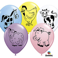 Qualatex - Farm Animal Assortment - 11" Latex/5 Count