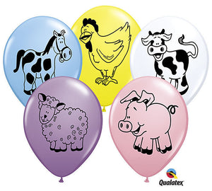 Qualatex - Farm Animal Assortment - 11" Latex/5 Count