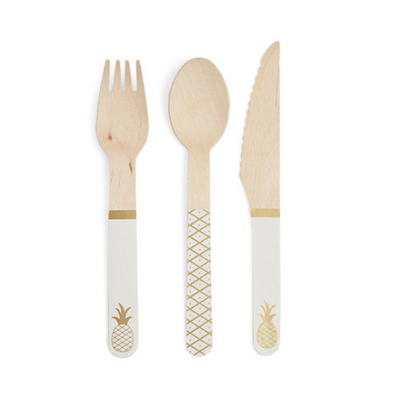 Pineapple Party - Wooden Cutlery/ 24 Pc.
