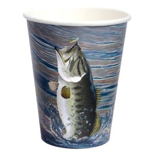 Gone Fishing Paper Cups/Heavy Weight/8 Count/12 oz.