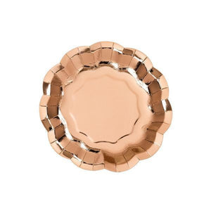 Metallic Rose Gold Scalloped Dessert Plates