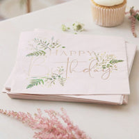 Floral Greenery Luncheon Birthday Napkins