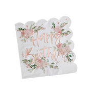 Rose Gold Floral Luncheon Birthday Napkins