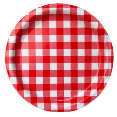 Red Gingham Luncheon Plates/ 8 Count/ 9inch