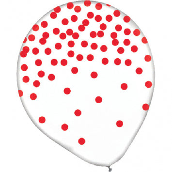 Latex Red Polka Dot Balloons - 12