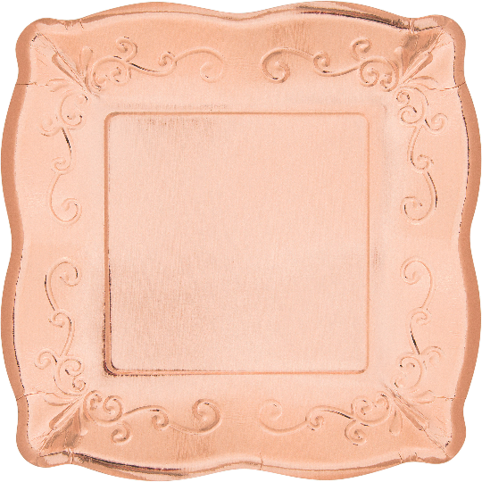 Elegant Rose Gold Square Plates/ 8 Count