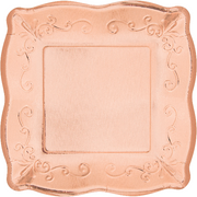 Elegant Rose Gold Square Plates/ 8 Count