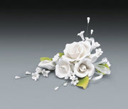 Gum Paste - Cake Topper - White Rose Spray - 7"