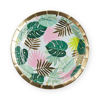 Tropical Leaves Dessert Plates/ 8 Count/ 7