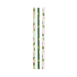 Tropical Leaves Paper Straws/ 24 Count/ 3 Designs